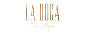 La Roca Indulge logo, elegant gold text