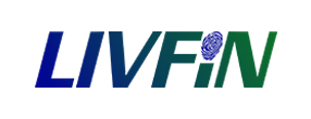 LIVFIN logo with blue and green text and a fingerprint graphic