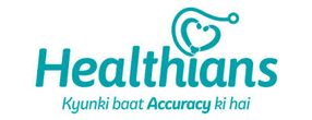 Healthians logo with stethoscope heart design