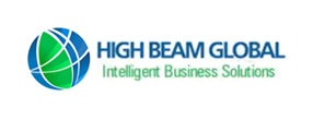 High Beam Global logo, blue and green