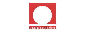 Studio Archohm logo: white circle in red square